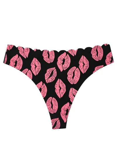 Women Fashion Sexy Printed Seamless Ice Silk Nylon Thong Panties