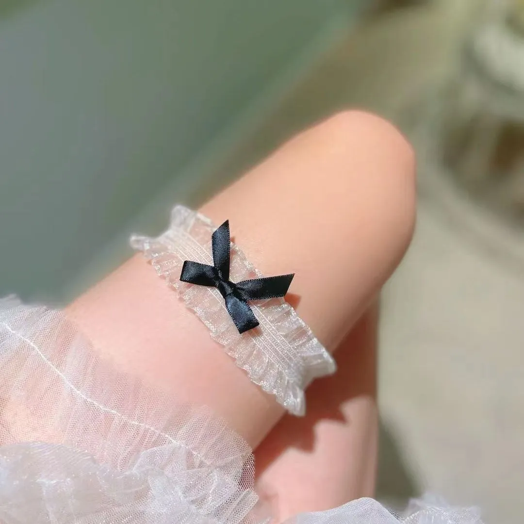 Women Fashion Solid Color Lace Bowknot Leg Ring Sexy Lingerie Accessories