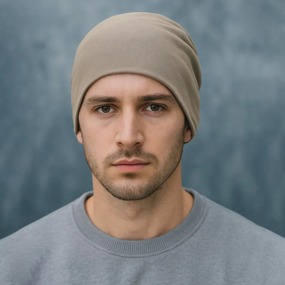 Men Casual Solid Color Outdoor Riding Cold-Proof Double-Layer Thickened High Elastic Cotton Hat