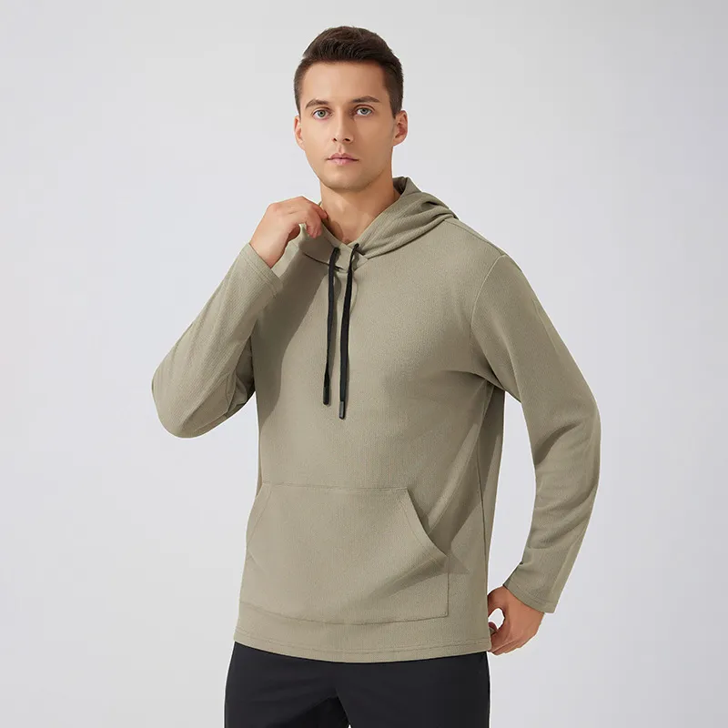 Men Fashion Casual Autumn Winter Solid Color Long Sleeve Hoodies