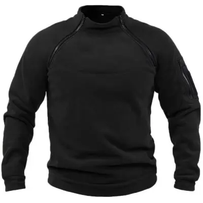 Men's Fashion Casual Solid Color Stand Collar Long-Sleeve Loose Polar Fleece Sweatshirt