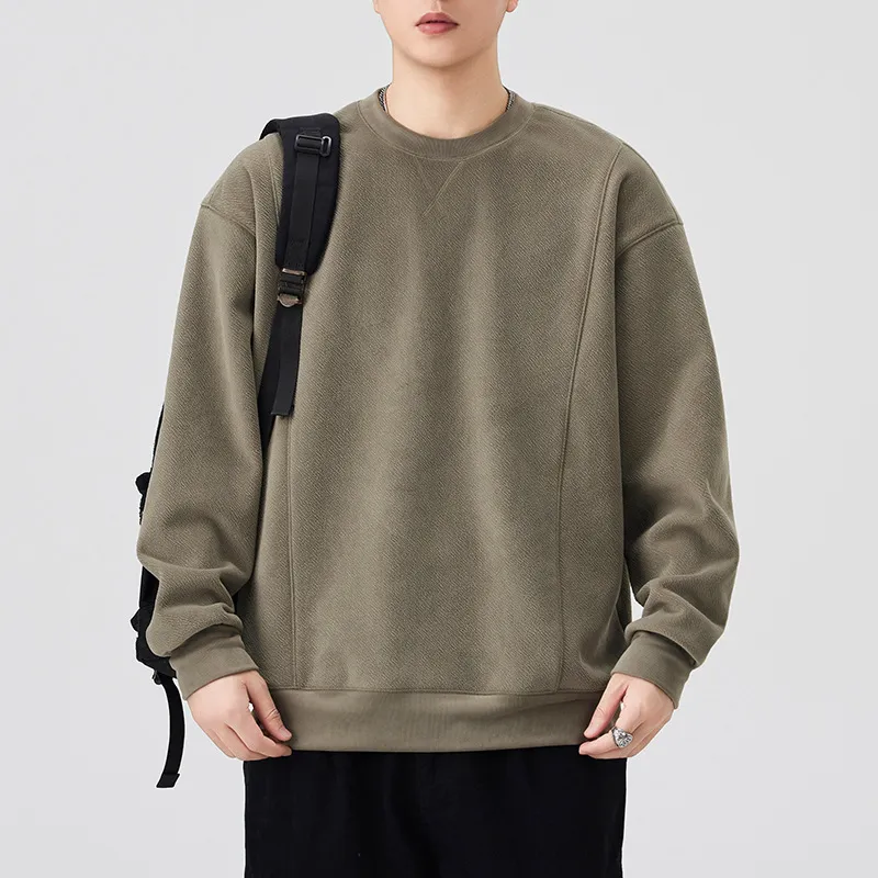 Men's Fashion Casual Autumn Winter Solid Color Long Sleeve Raglan Sweatshirt