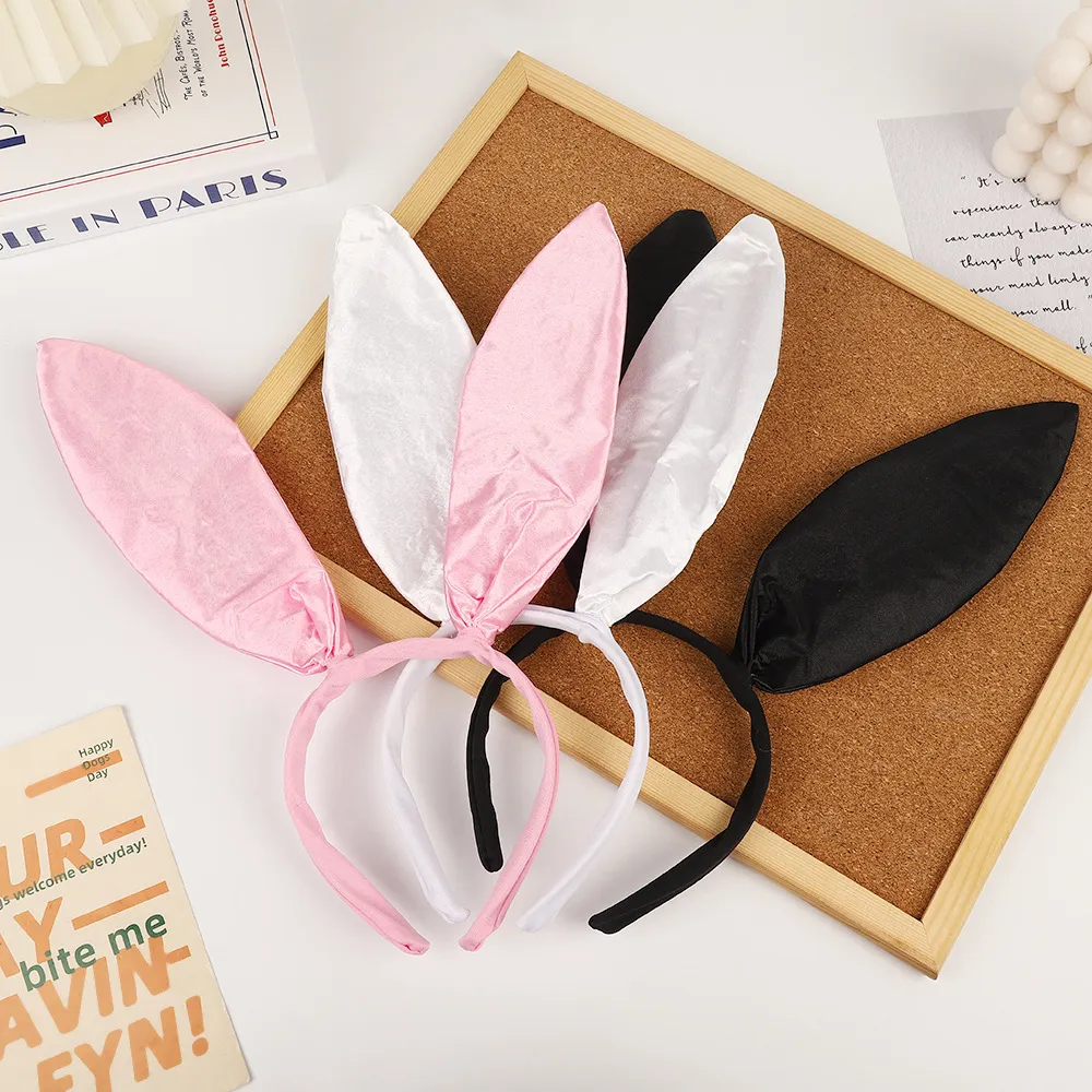 Women Cute Solid Color Bunny Ears Headband Sexy Lingerie Accessories