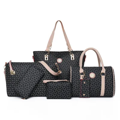 Women Fashion Casual Bone Pattern Printed Tote Bag PU Set