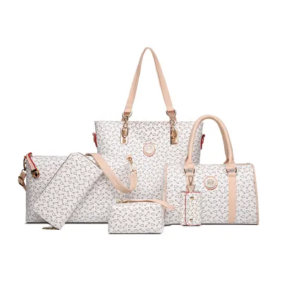 Women Fashion Casual Bone Pattern Printed Tote Bag PU Set