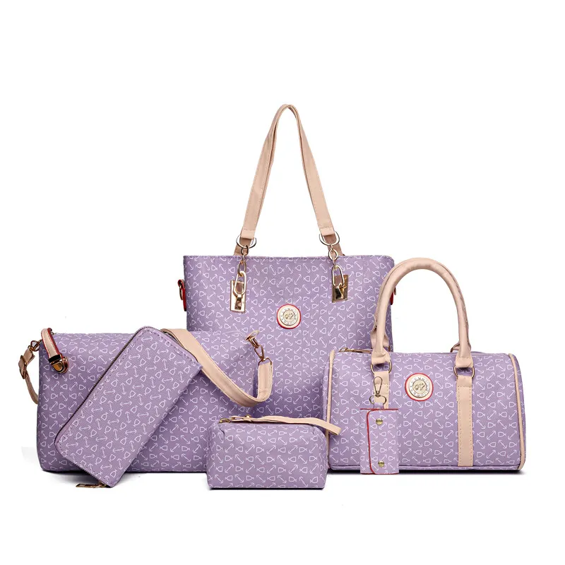 Women Fashion Casual Bone Pattern Printed Tote Bag PU Set