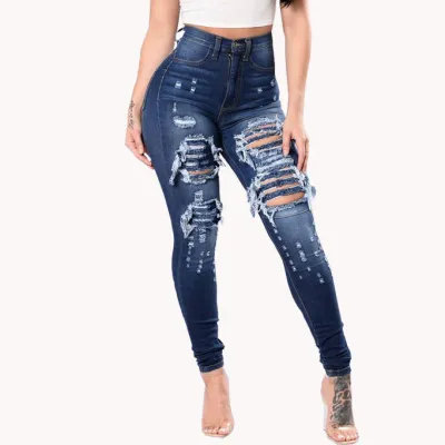 Women Fashion Sexy Ripped Tight Jeans