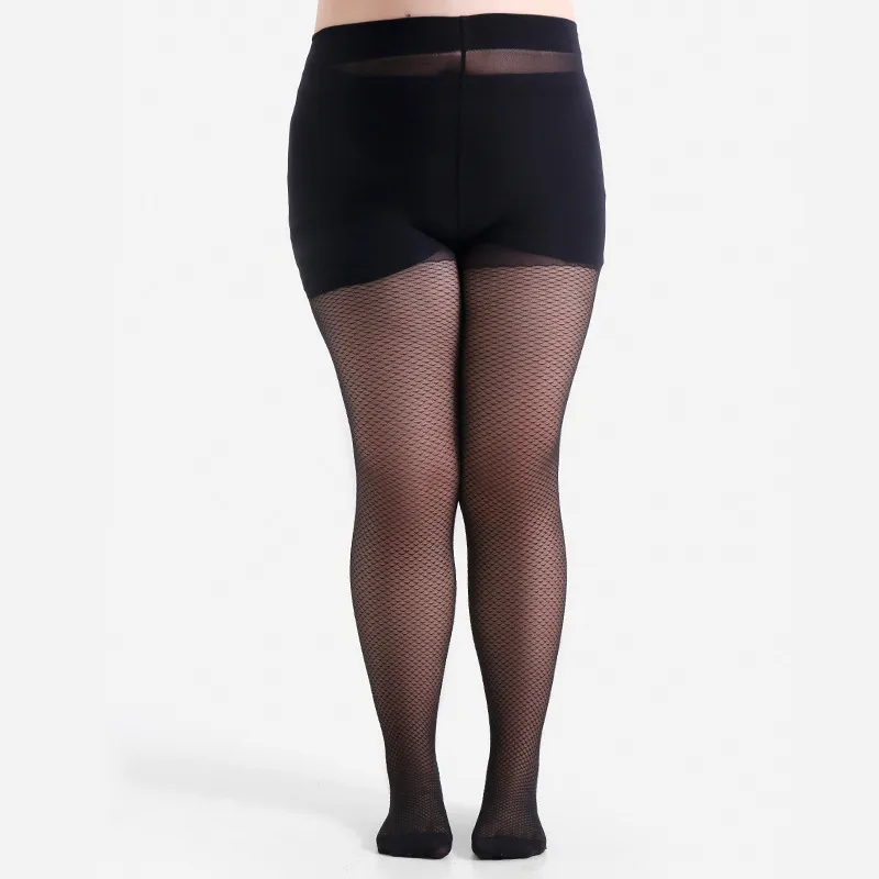 Women Plus Size Fish Scale Stockings Sexy Solid Color Nylon Hosiery