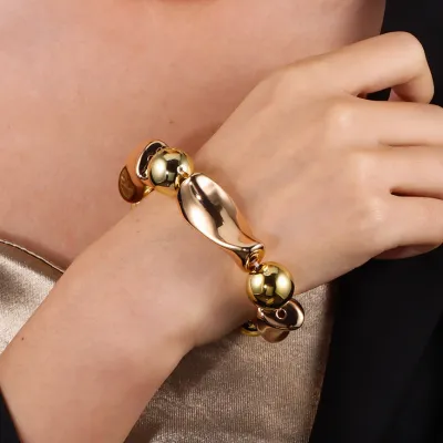 Women Fashion Exaggerated Irregular Beads Stretch Bracelet