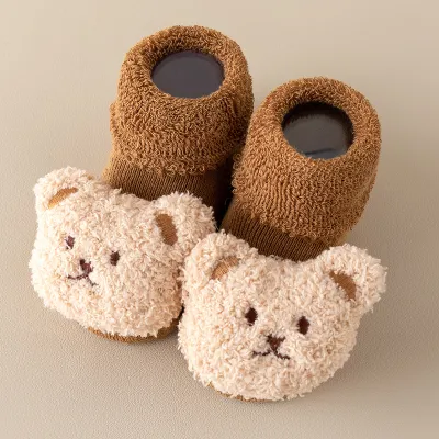 Kids Baby Boys And Girls Fashion Cartoon Winter Bear Thickened Warm Non-Slip Socks