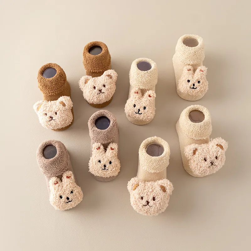 Kids Baby Boys And Girls Fashion Cartoon Winter Bear Thickened Warm Non-Slip Socks