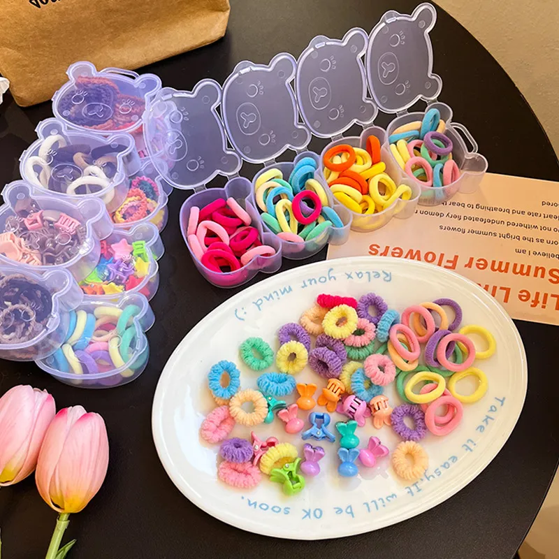 Children's Fashion Multicolour Plastic Hair Ring Set - Geometric Style