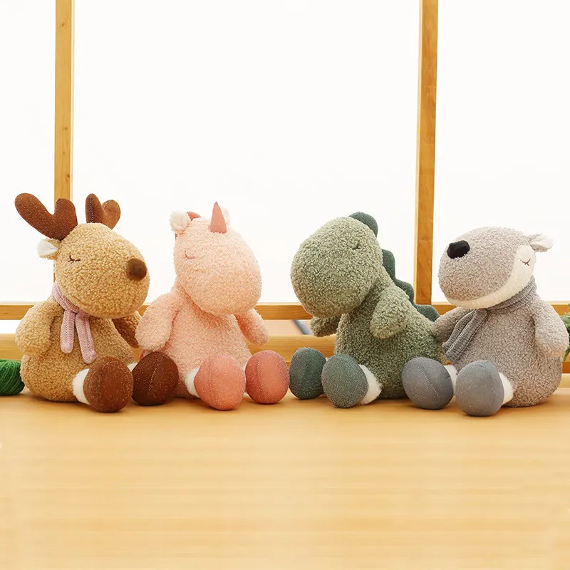 Fashion Cute Unicorn Deer Dinosaurs Plush Toy Super Soft Short Plush 23Cm PP Cotton Stuffed Doll