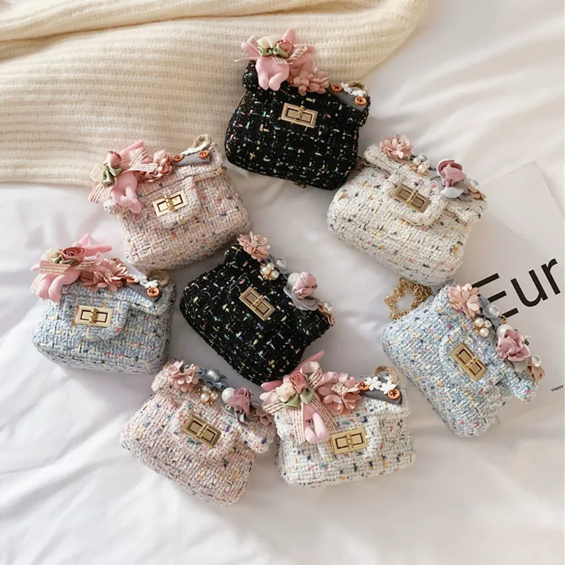 Kids Girls Fashion Cute Woolen Crossbody Mini Bag