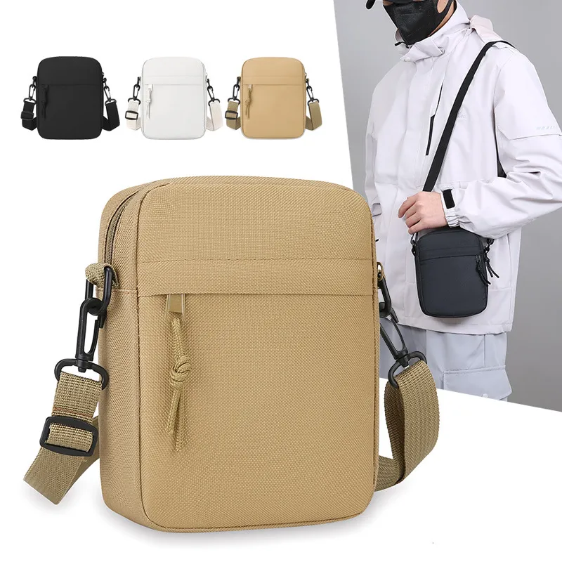 Men Fashion Simple Solid Color Mini Square Crossbody Bag