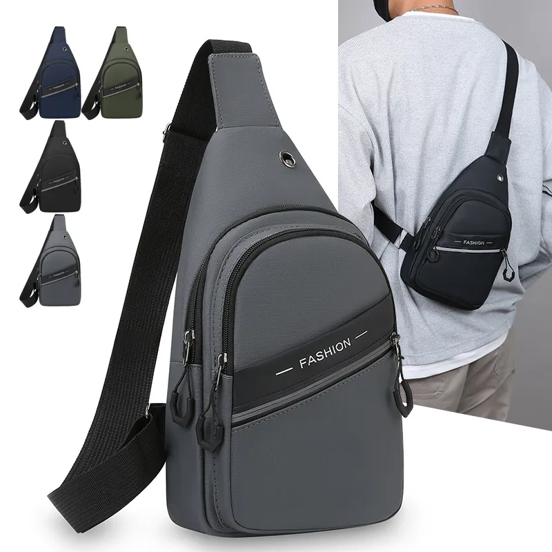 Men Fashion Casual Multi-Functional Business Chest Bag PU Leather Solid 17x6x30cm