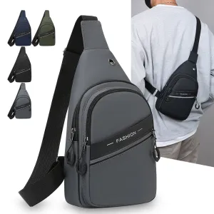 Men Fashion Casual Multi-Functional Business Chest Bag PU Leather Solid 17x6x30cm