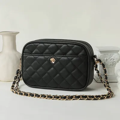 Women Fashion Solid Color Rhomboid Chain Crossbody Bag