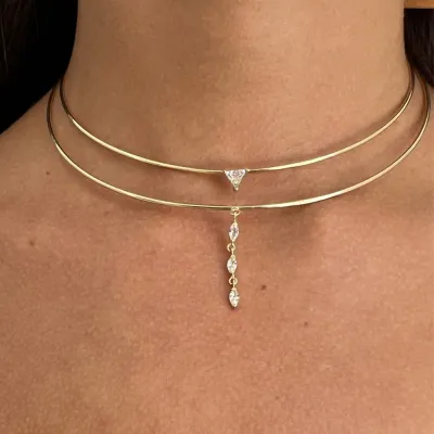 Women Fashion Double-Layer Simple Rhinestone Necklace