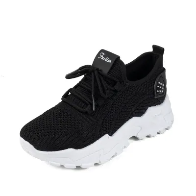 Women's Fashion Casual Flying Mesh Breathable Platform Lace-Up Sneakers