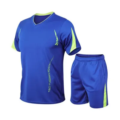 Men Fashion Casual Printed Round Neck Short-Sleeve T-Shirt Loose Shorts Quick-Drying Sports Two-Piece Set