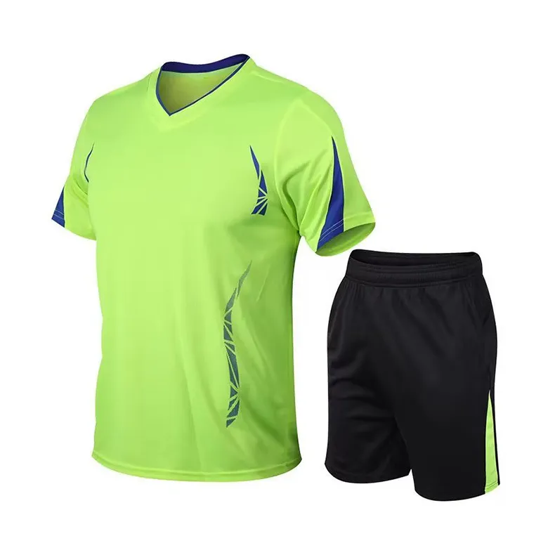 Men Fashion Casual Printed Round Neck Short-Sleeve T-Shirt Loose Shorts Quick-Drying Sports Two-Piece Set
