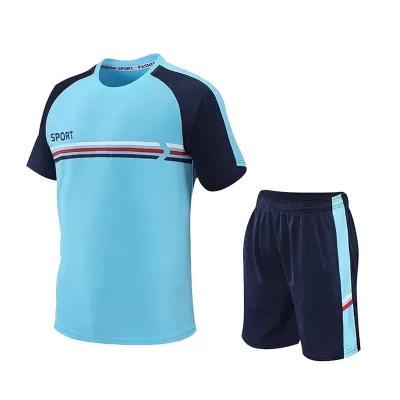 Men's Gradient Quick-Dry Short Sleeve T-Shirt and Shorts Sports Two-Piece Set