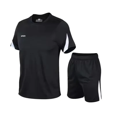 Men's Gradient Quick-Dry Short Sleeve T-Shirt and Shorts Sports Two-Piece Set