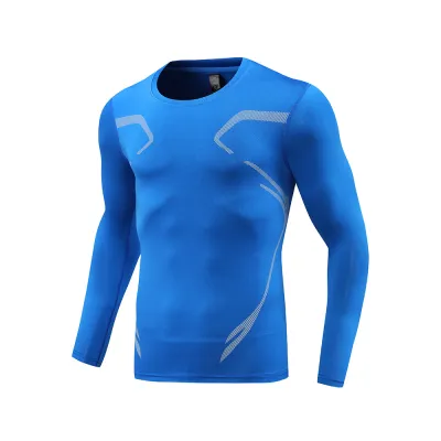 Men Fashion Casual Printed High Elastic Long Sleeve Sports T-Shirt