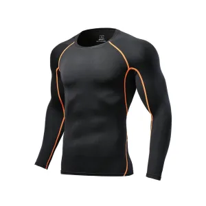 Men Fashion Casual Printed High Elastic Long Sleeve Sports T-Shirt