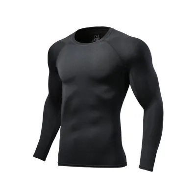 Men Fashion Casual Printed High Elastic Long Sleeve Sports T-Shirt