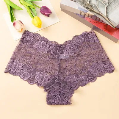 Women Sexy Solid Color Lace Breathable Underpants