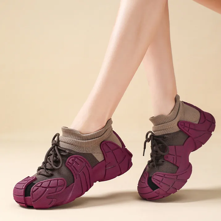 Women Fashion Casual Solid Color Thick Sole Breathable Sneakers