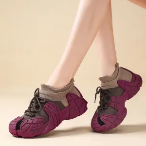 Women Fashion Casual Solid Color Thick Sole Breathable Sneakers
