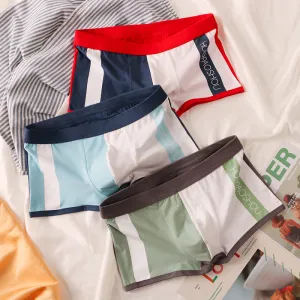Men's Fashion Casual Cotton Breathable Colorblock Underwear Mid-Waist