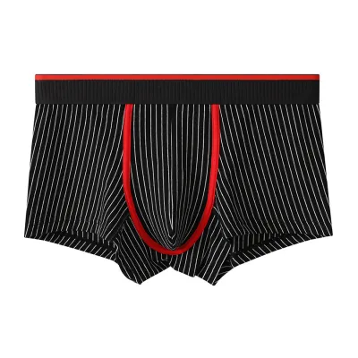 Men's Fashion Casual Stripe Cotton Mid-Waist Slim-Fit Underwear