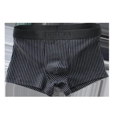 Men's Fashion Casual Stripe Cotton Breathable Underwear Mid-Waist