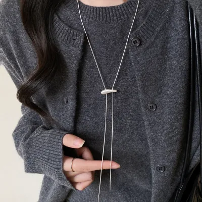 Women Fashion Simple Matte Adjustable Long Necklace