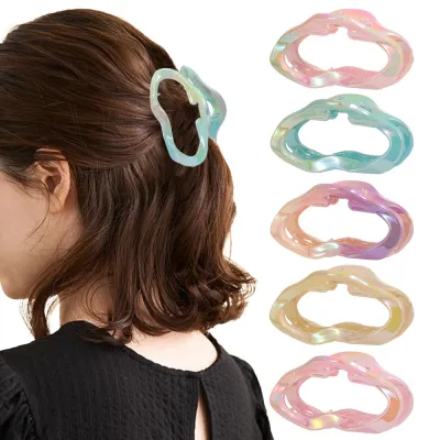 Women Fashion Simple Candy Color Hollow Square Shark Grab Clip