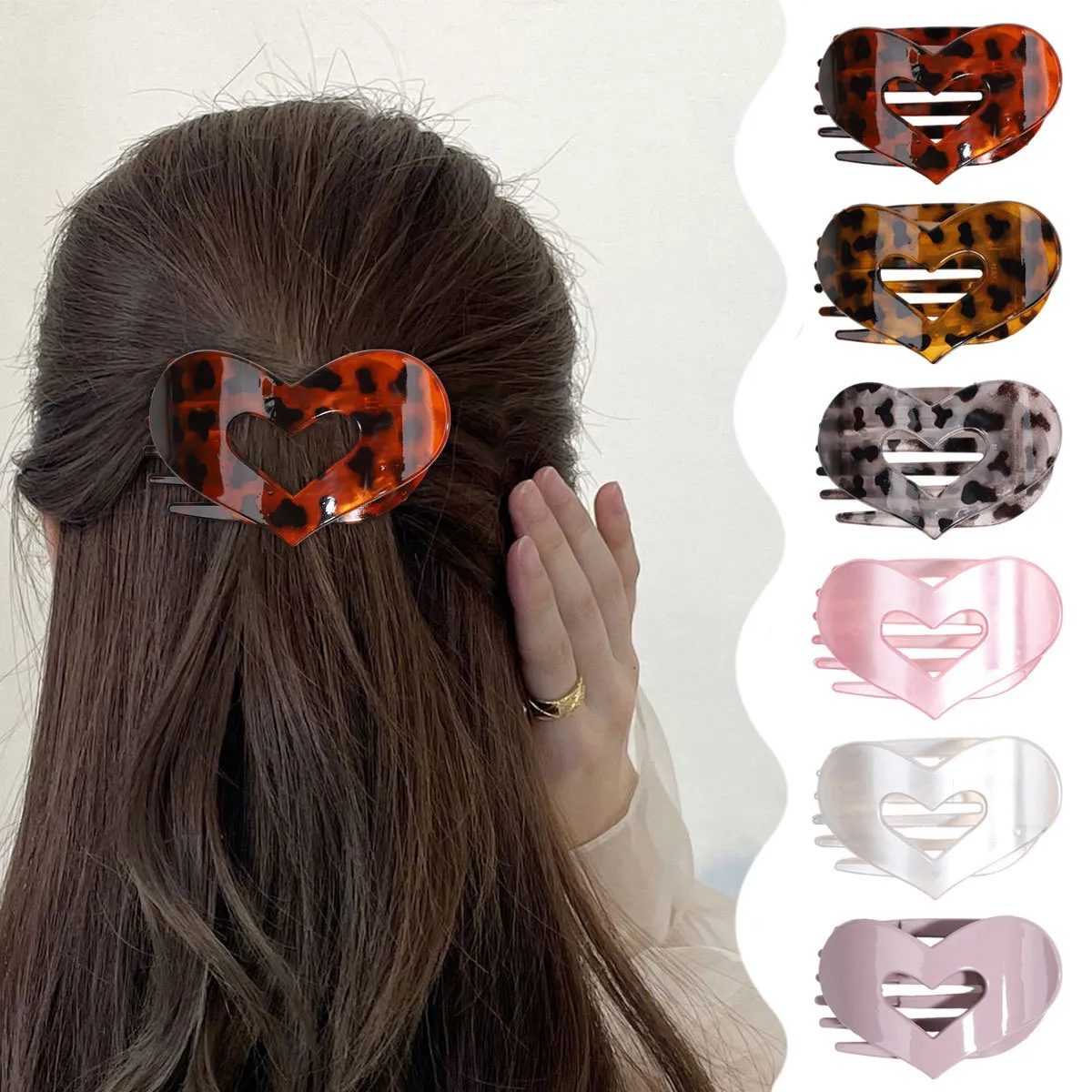 Fashion Leopard Heart-Shaped Grip Clip Hair Accessory