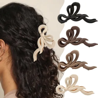 Fashion Frosted Ribbon Bow Grip Clip