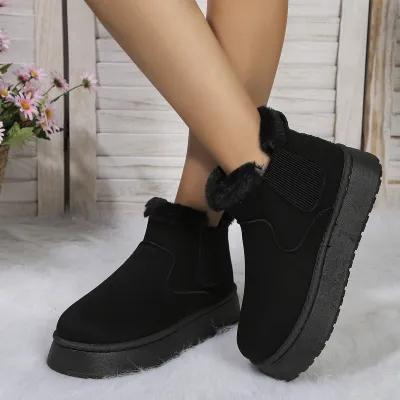 Women Fashion Casual Warm Fleece-Lined Thick-Soled Short-Tube Snow Boots