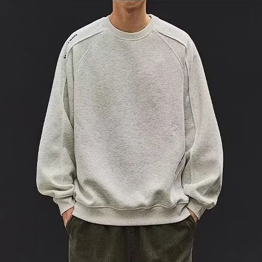 Men Casual Solid Color Round Neck Long Sleeve Loose Sweatshirt