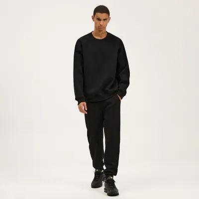 Men Fashion Casual Solid Color Round-Neck Long-Sleeve Cotton Sweatshirt Loose Fit