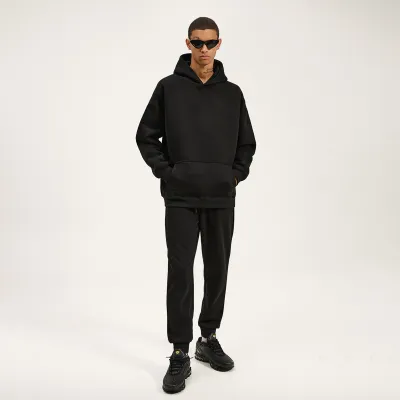 Men Fashion Casual Solid Color Thickening Long Sleeve Hoodies Loose Fit