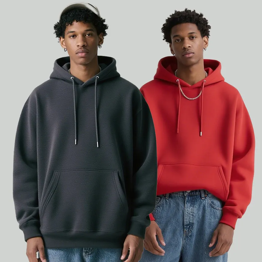 Men Casual Spring Fall Solid Color Long-Sleeve Loose Hoodies