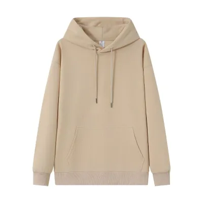 Men Fashion Casual Autumn Winter Solid Color Thickened Loose Hoodie