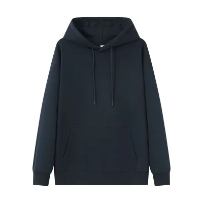 Men Fashion Casual Autumn Winter Solid Color Thickened Loose Hoodie
