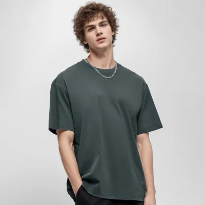 Men Fashion Casual Solid Color Short Sleeve Loose T-Shirt