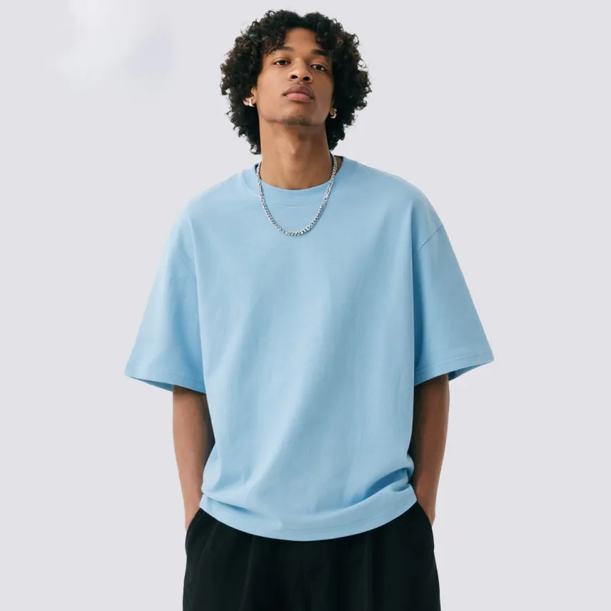 Men Fashion Solid Color Short Sleeve Loose T-Shirt